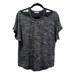 Rag & Bone Womens Cut Out Space Dye SS Slouchy Tee Size Small Black Gray Casual